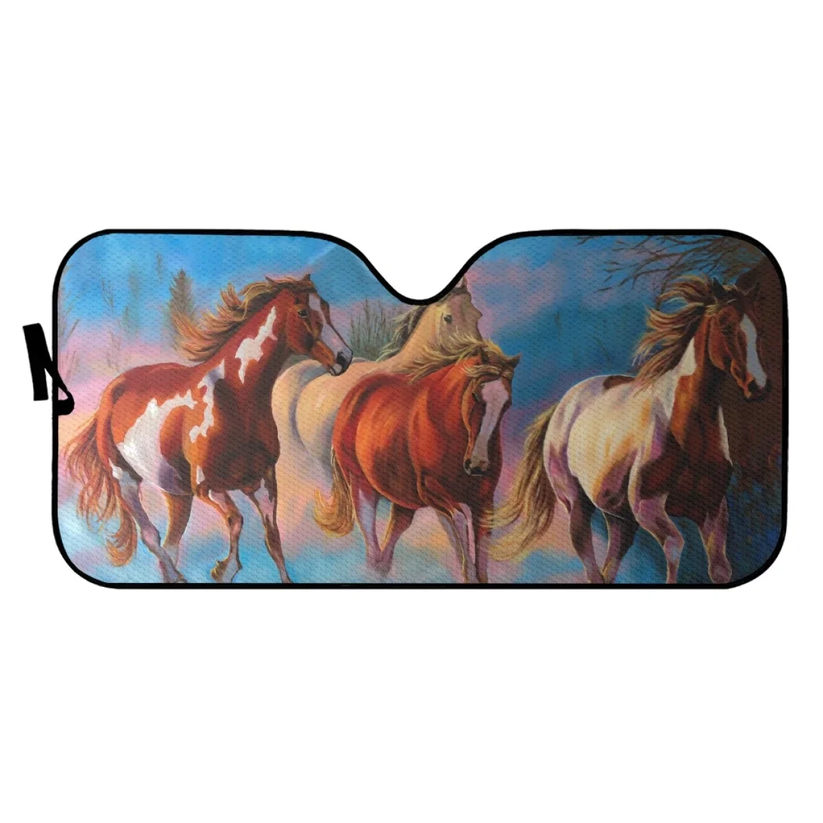 Galloping Horse Print Car Accessories Sunshades Lightweight Auto Front Windscreen Shade Universal Sedan UV Ray Reflector Parasol