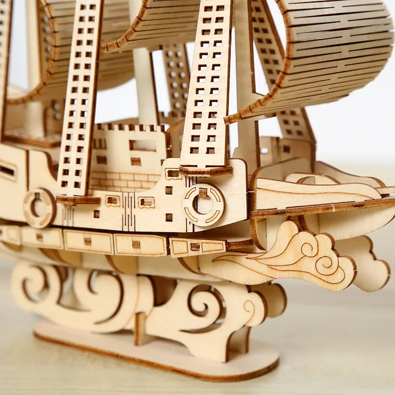 3D Puzzles Wooden Ocean Sailing Model Handmade Boat Building Kits DIY Assembly Jigsaw Toy for Kids Adults Wood Model Ship Kit