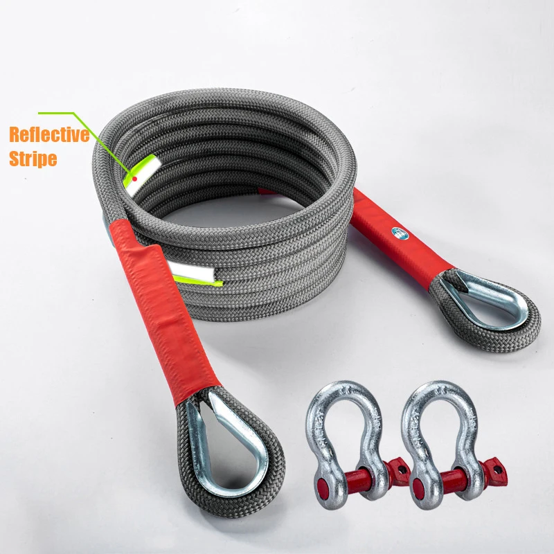 Car Towing Rope 20T Off-road Emergency Rescue rope with Steel buckle Camping Upgraded Reliable and Wear-resistant Auto Supplies