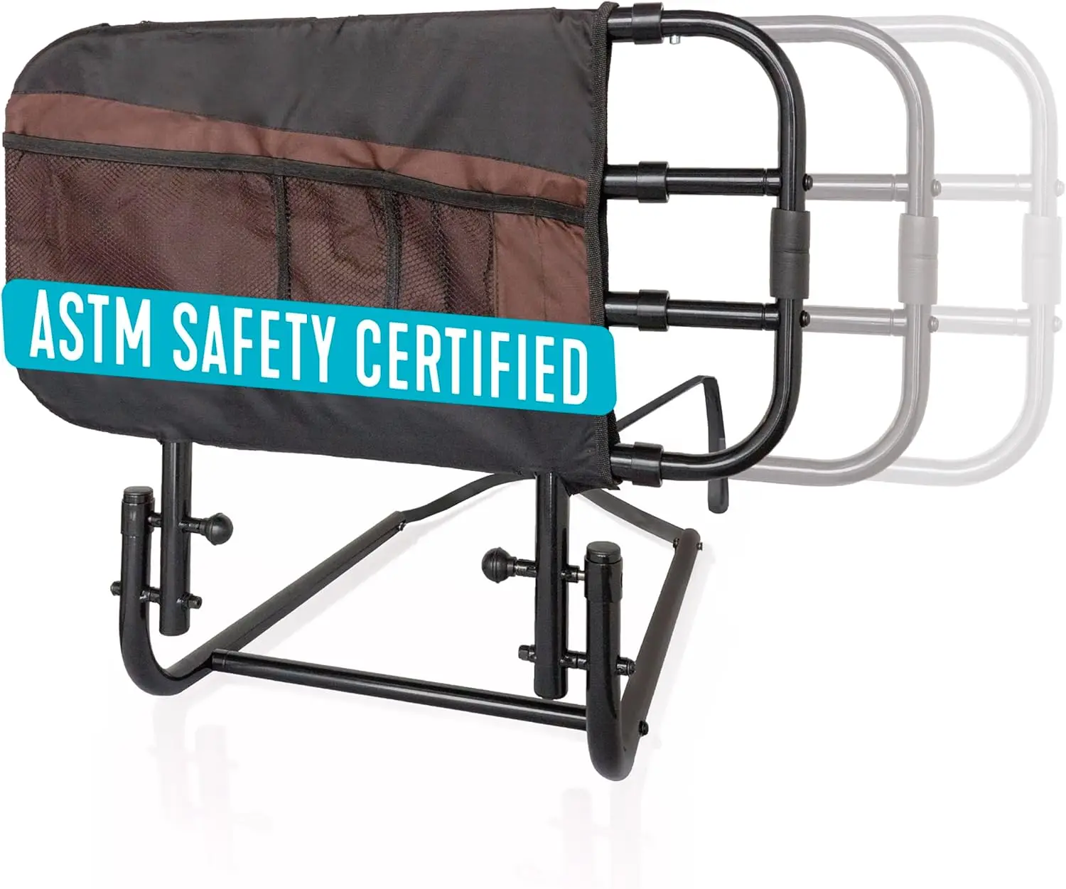 

EZ Adjust Bed Rail, Adjustable Senior Bedrail and Safety Assist Railing for Elderly Adults with Organizer Pouch, ASTM Sa