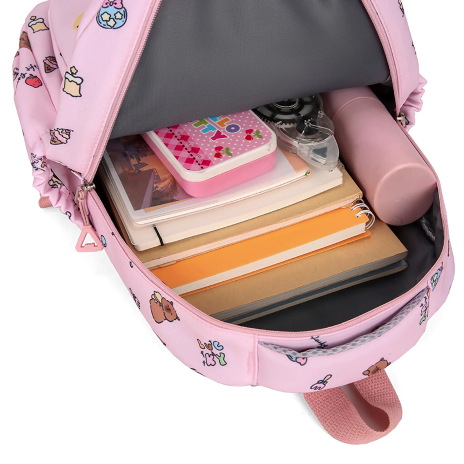 New cute cartoon Capibala pattern backpack with large capacity and multiple compartments, suitable for college students