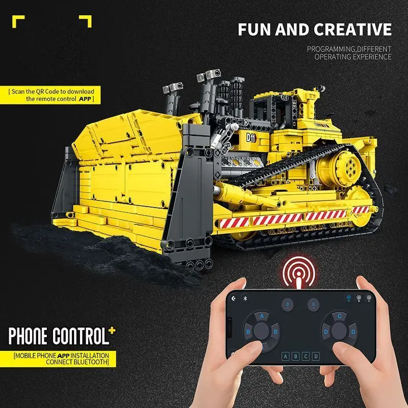Electric Engineering Vehicle Bricks NEW Technical Remote Control D11 Bulldozer Building Blocks Mechanical Toys Gift Set for Boys