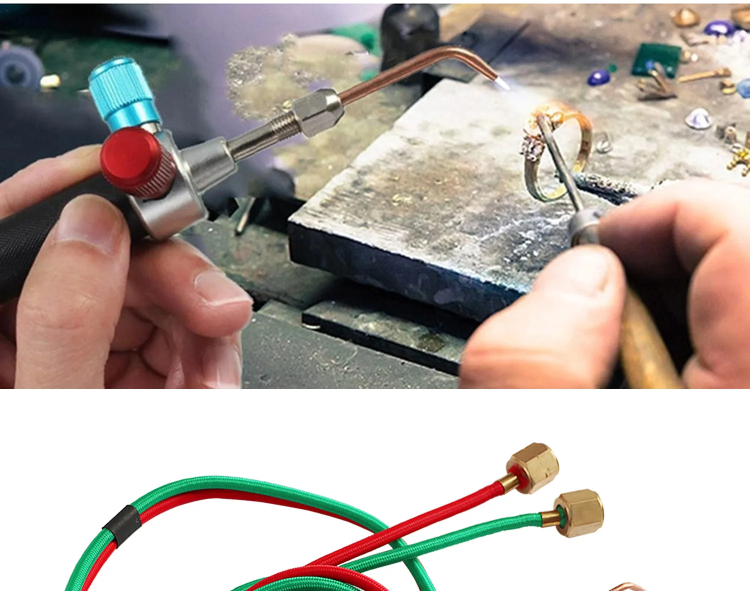 Micro Mini Gas Torch for Jewelry Welding and Soldering Kit with 5 Weld Tips for Oxygen Cylinders and Hoses (Acetylene)