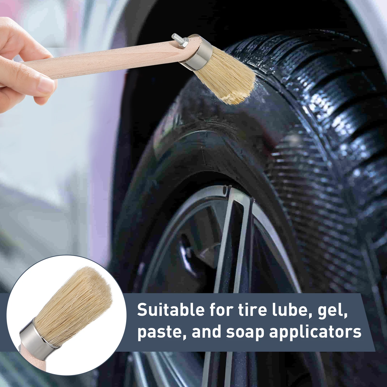 

Bent Handle Tire Brush 25 Cm Durable Wood Handle For Tire Paste Lubrication Application Repair Maintenance Tool