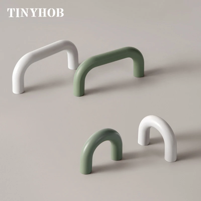 Nordic White Green Cabinet Handles Wardrobe Children's Room Cupboard Cloakroom Cabinet Door Knob Bedroom Furniture Accessories