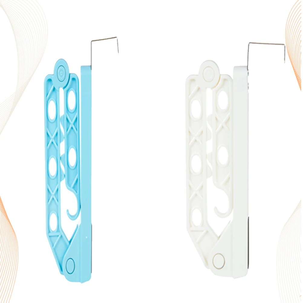 

2Pcs Versatile Plastic Hanger 6 Holes Clothes Drying Rack Easy to Store Portable Organizer for Home Dorm Bathroom ( + White)