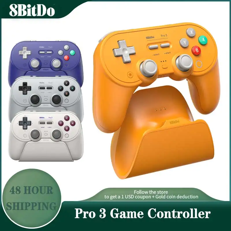    Contrôleur Bluetooth 8BitDo Pro 3, manette de jeu sans fil de Type C avec manettes TMR pour NS Nintendo Switch 2, PC Windows,ANDROID,iOS
