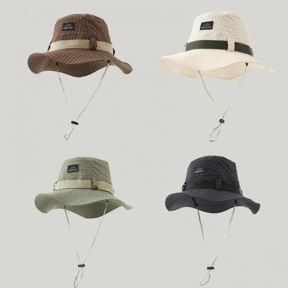 Sun Protection Cap Men's Fisherman Hat with Uv Protection Wide Brim Summer Sunshade Adjustable Windproof Rope Outdoor Hiking