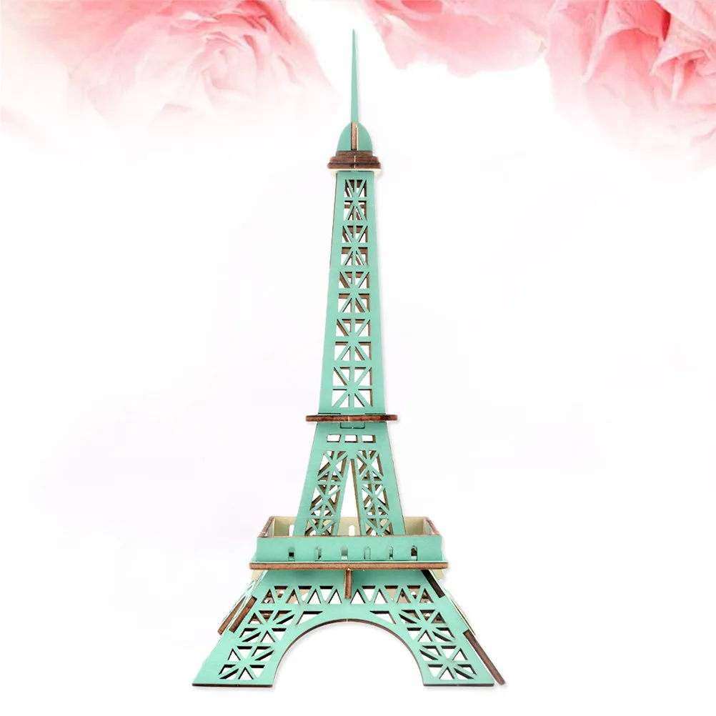 

3D Wooden Eiffel Tower Puzzle Educational DIY Board Children Green Creative Jigsaw Decoration for Kids Adults Creativity