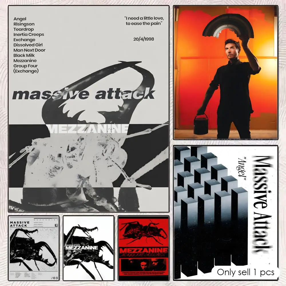Póster de Trip Hop M-massive Attack Teardrop, arte HD, pared adhesiva, impermeable, decoración estética para el hogar, sala de estar, dormitorio, bar