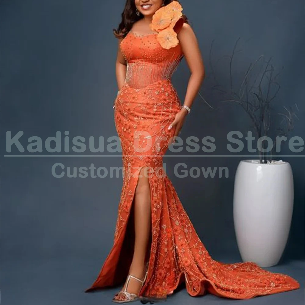 Luxury African Evening Dresses Exqusite Lace Beading O-Neck Sleeveless Gowns Special Occasion Celebrity Prom Dress Mermaid