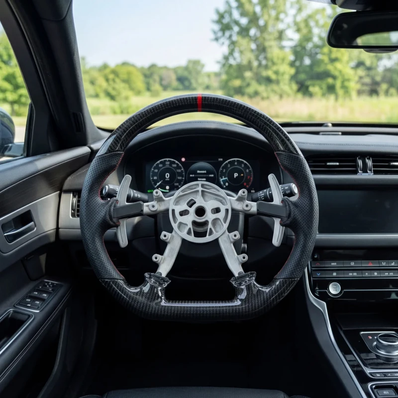 

Hot Selling Smart LED Real Carbon Fiber Leather 3 Spoke Sports Steering Wheel SS 2016-2024 Challenger