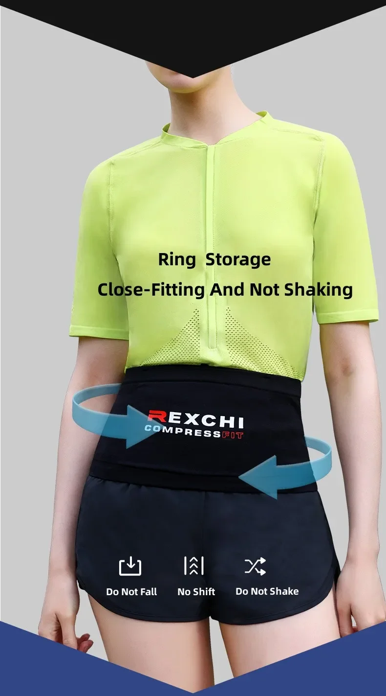 REXCHI Hidden Running Waistpack Lightweight Running Belt Waist Pack Portable Elastic Breathable Large Capacity for Outdoor Sport