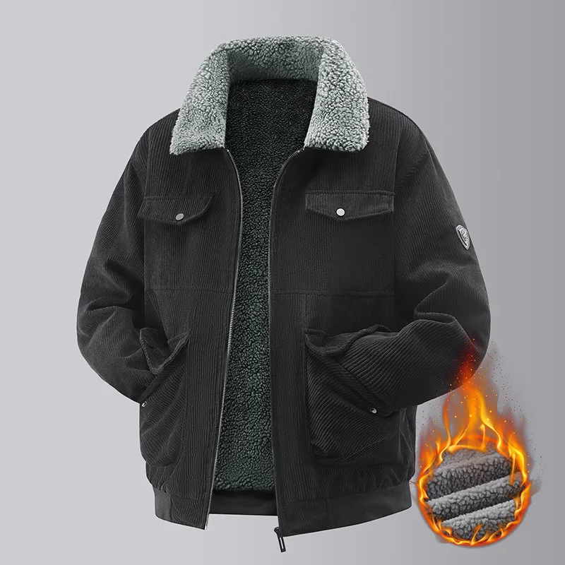 

Новая зимняя стираная рабочая одежда в стиле ретро, мотоциклетная мужская куртка, уличная теплая хлопковая куртка с воротником из овечьего флиса на подкладке