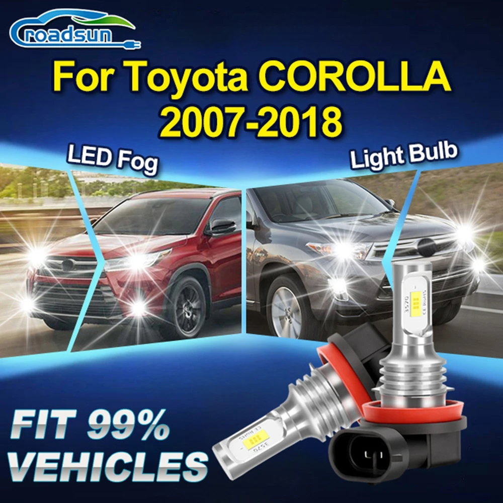 

Roadsun For Toyota COROLLA 2007 2008 2009 2010 2011-2016 2017 2018 Auto Front Fog Light Ampoules Super Bright Car Fog Lamp Bulb