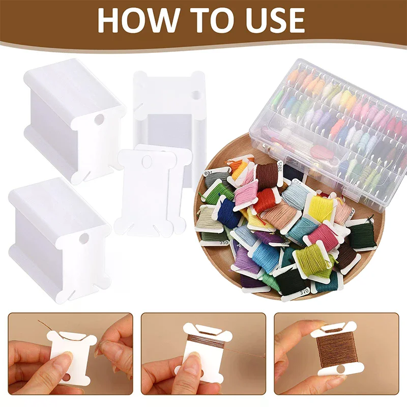 String Winder Thread Card Embroidery Plastic Thread Bobbins Floss for Manual Yarn Fast Storage Holder Winding Stitch Wound
