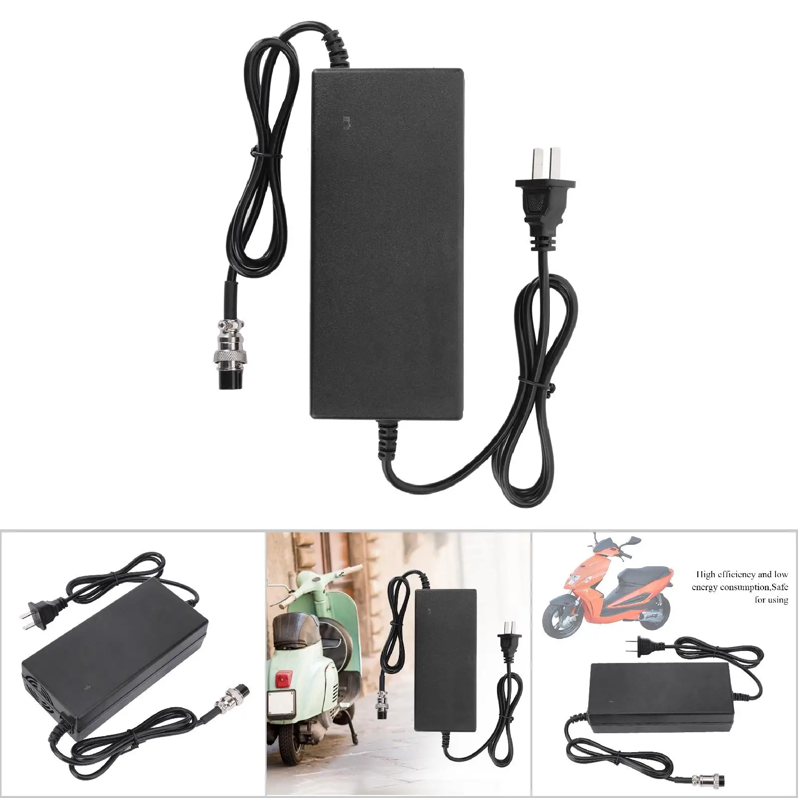 شاحن دراجة سكوتر كهربائي 60 فولت - شاحن بطارية بلاستيكي عالمي محمول 3 أمبير
