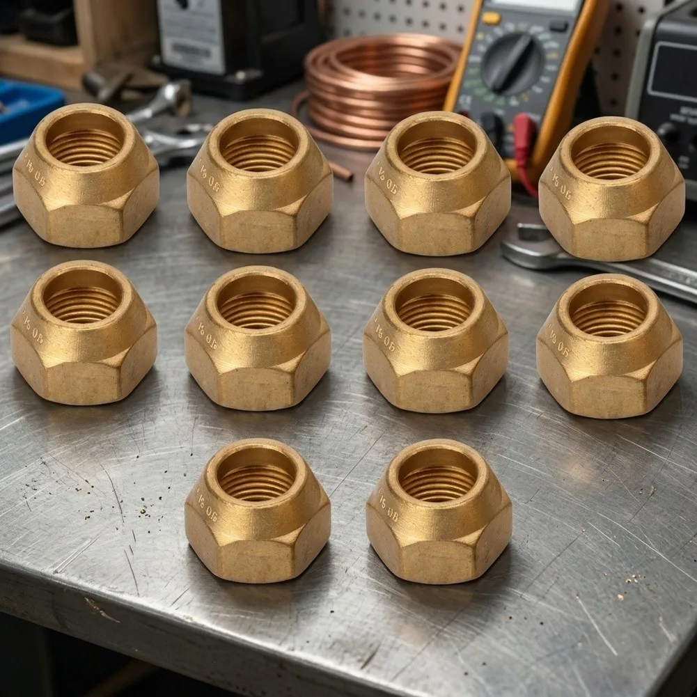 Brass Air Conditioner Copper Tube For Flare Hex Nut Assortment Leak For Proof Thickened AC Fitting Nut For Refrigeration Pipe