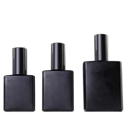1X 3X Glazen Parfumspuitfles / Lotionpompfles 15ml 30ml 50ml 100ml Essentiële Oliën Parfum Mat Zwart Herbruikbaar Plat
