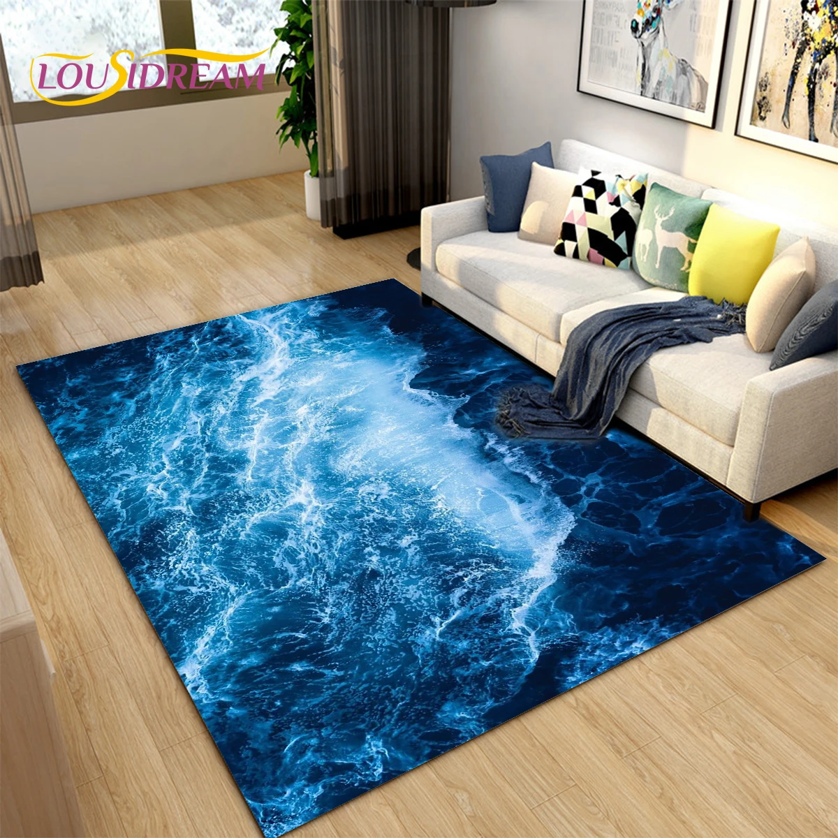 

Beach Sand Ocean View Area Rug,Carpet Rug for Living Room Bedroom Decoration,Kitchen Doormat Bathroom Soft Anti-slip Floor Mat