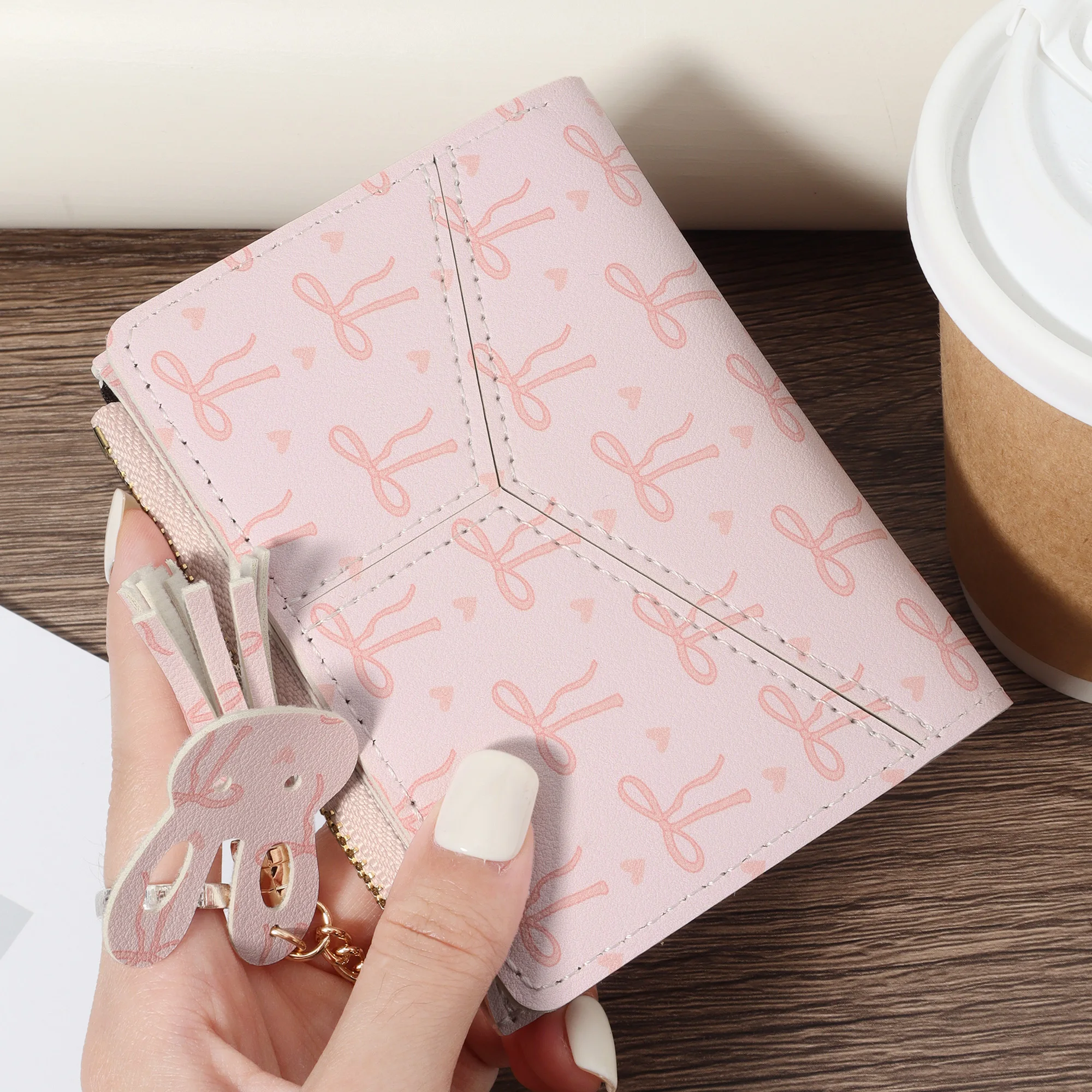 Multifunktionale kurze hochwertige Kreditkarten-Aufbewahrungstasche für Damen, einfacher und lässiger multifunktionaler Kartenhalter, dekorative Mu