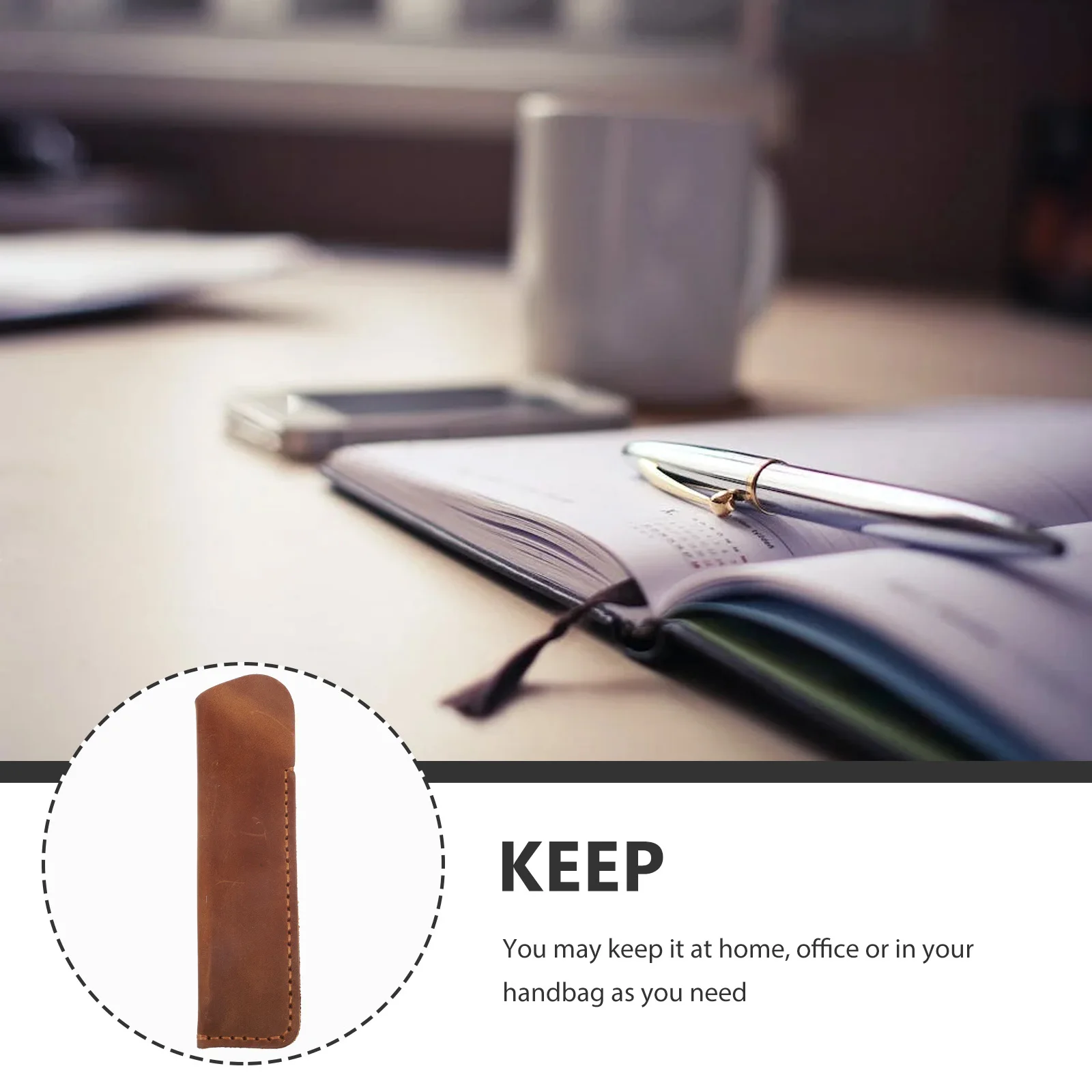 

Pen Case Cowhide Handmade Pouch Protective Sleeve Office School Supplies Gift Desk Organizer Stationery Writing Tool