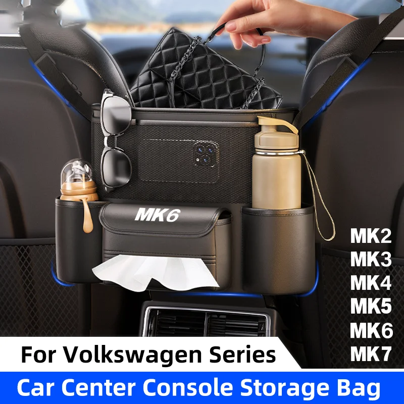 Car Middle Seat Storage Bag For Volkswagen VW MK2 MK3 MK4 MK5 MK6 MK7 Large Capacity Seat Back Storage Handbag Holder Storage