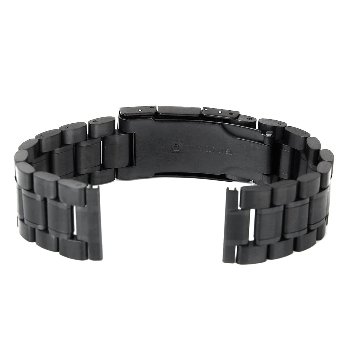 

2Pcs 24mm Stainless Steel Watch Band 175mm Length 35mm Thick Straight End Foldover Clasp Push Button Durable Easy Wear Black