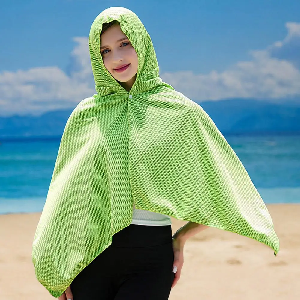 Enlarged Quick-Drying Poncho Sports Cold Sun Protection Poncho Bath Towel Quick-Drying Water-Absorbent Sunshade Shawl Hooded