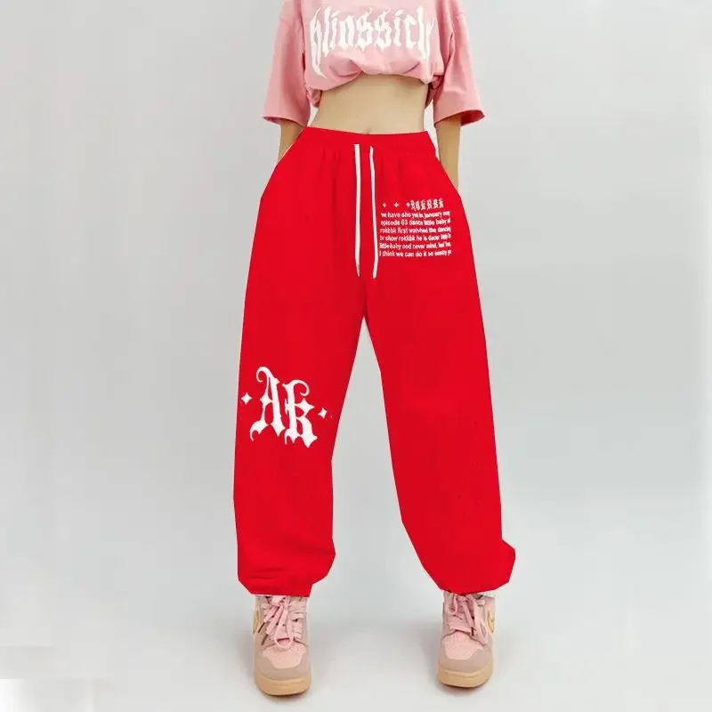 Trendy Hip Hop Street Dance Sensibility Pants Women's Loose-fit High-waisted Printed Versatile Joggers For Streetwear