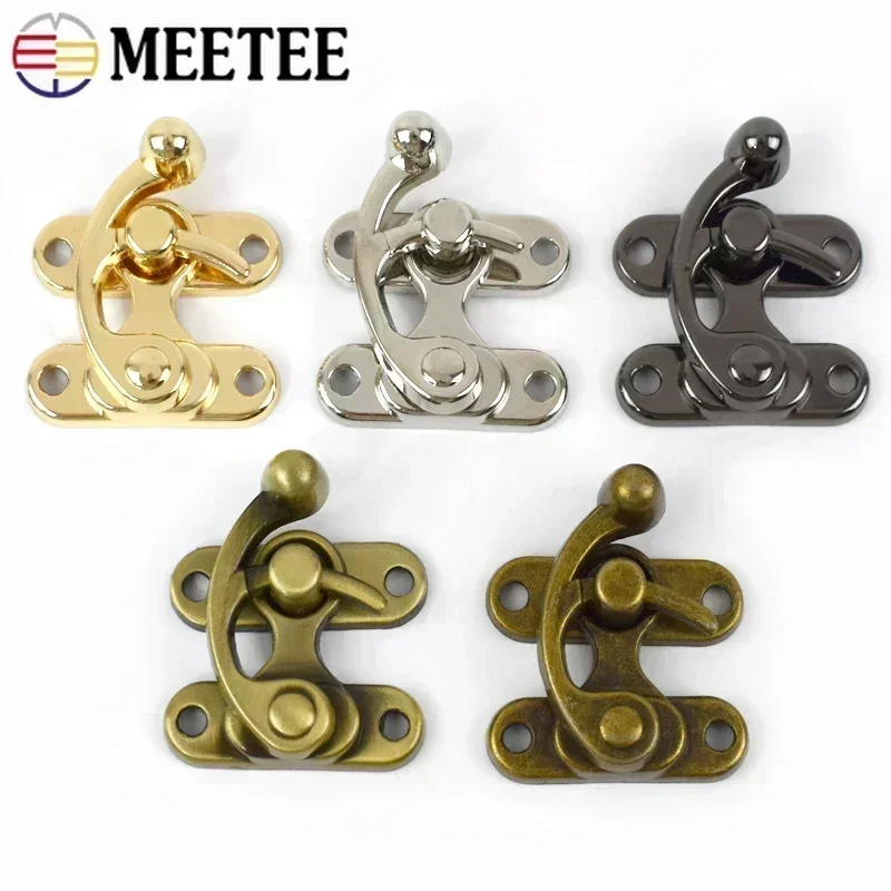 Meetee 1-5Pcs 45X37mm Metal Handbag PadLock Hasp Clasp Retro Gift Box Casting Lock Buckle DIY Luggage Replacement Accessories