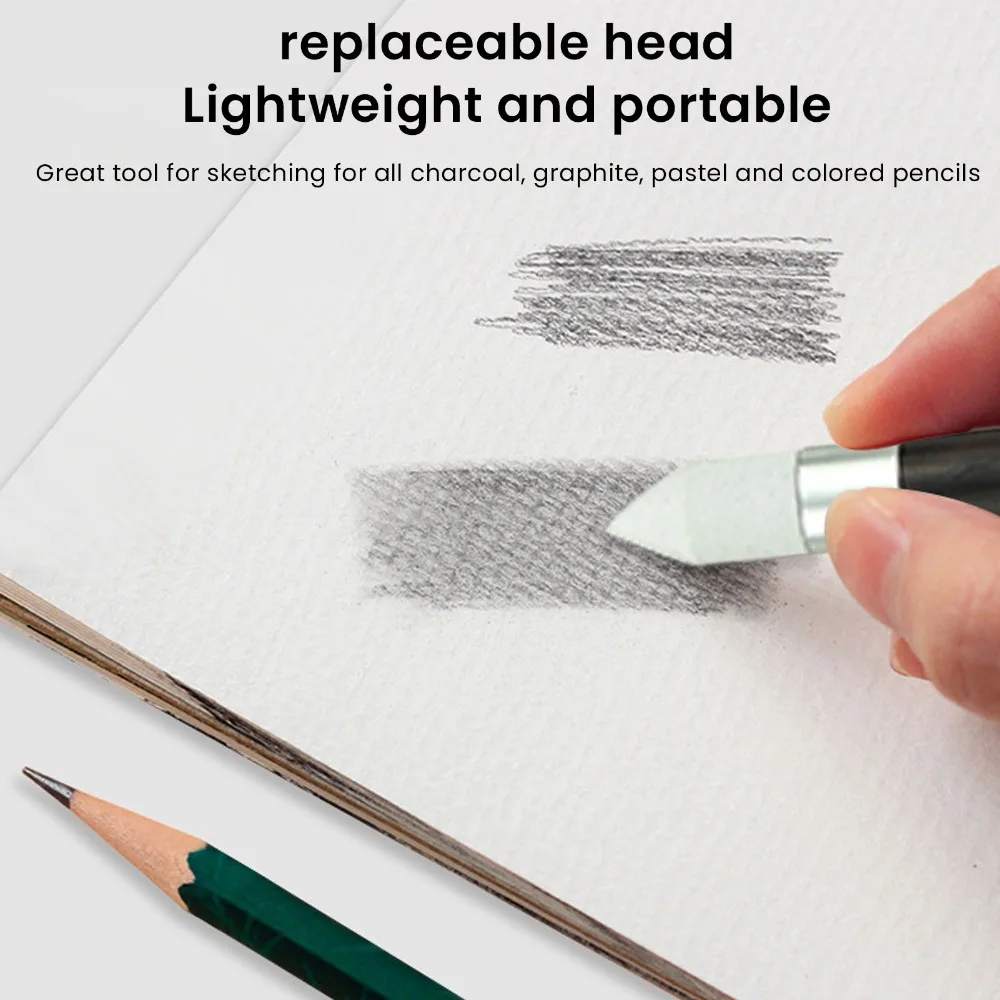 1set Replaceable Head Paper Blending Stumps Moderate Friction Delicate Even Kneaded Eraser Blending Tool Sketch Rubbing Pen