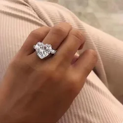 Heart cut 5ct Lab Zircon Ring Silver Color Engagement wedding band rings for women Bridal Statement Party Jewelry
