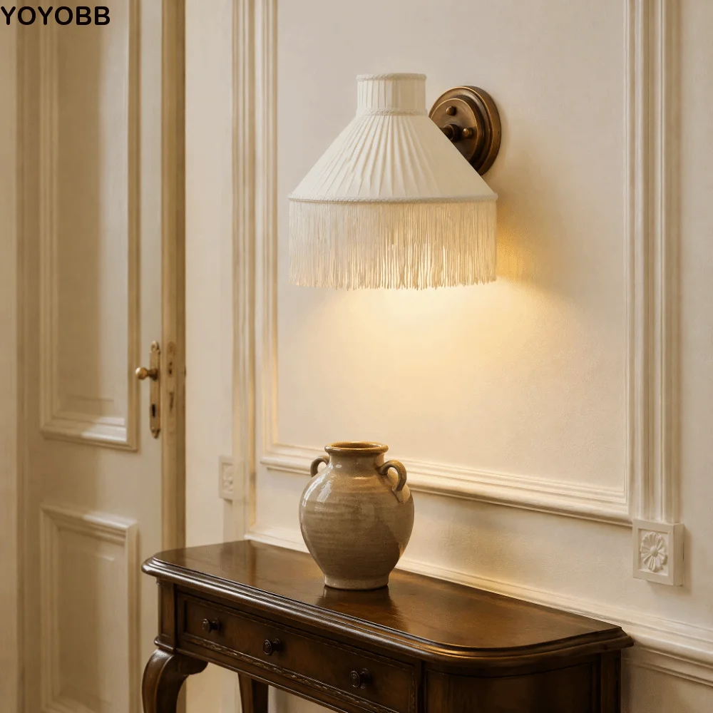 20CM 25CM 30CM Fabric Lampshade European-style Vintage Style Tassels E27 Lampshade Easy To Replace Premium Feel Retro Lampshade
