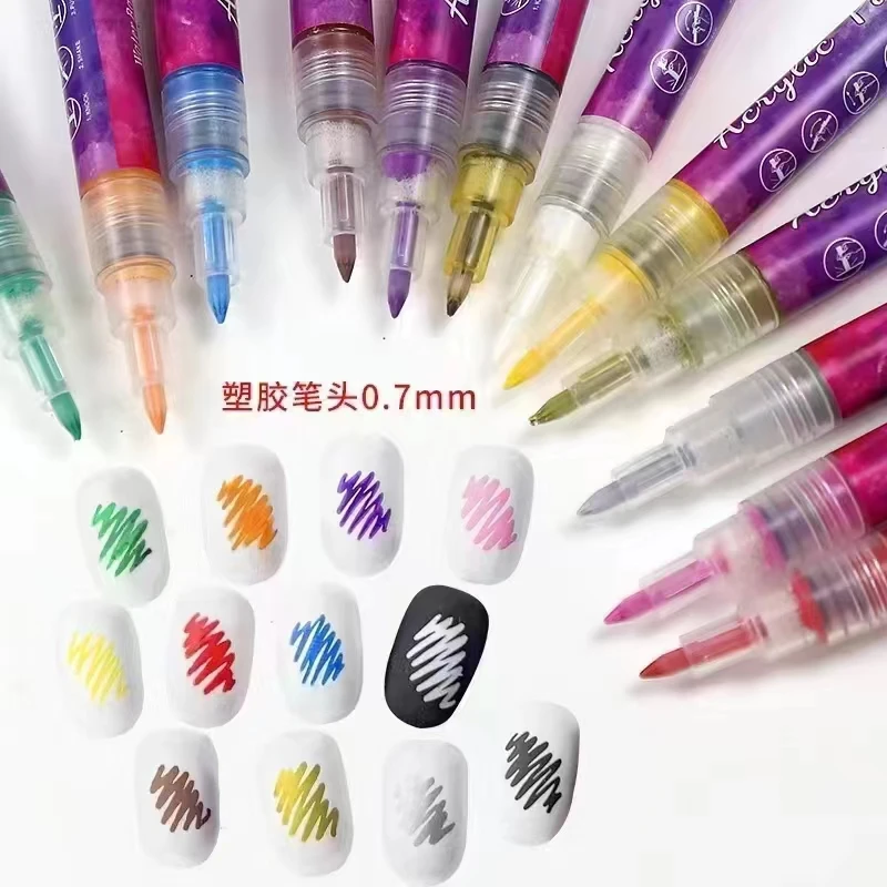 

12Pcs/Set Nail Art Drawing Pen Graffiti Nail Acrylic Pen Waterproof Painting Liner DIY 3D Abstract Lines Nail Accessories Tool