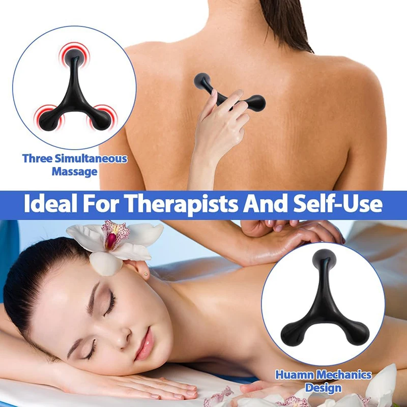 Manual Trigger Point Massage Tool and Thumb Saver for Full Body Deep Tissue Massage, with 3-Legged Massage Knobs, Stress Relief