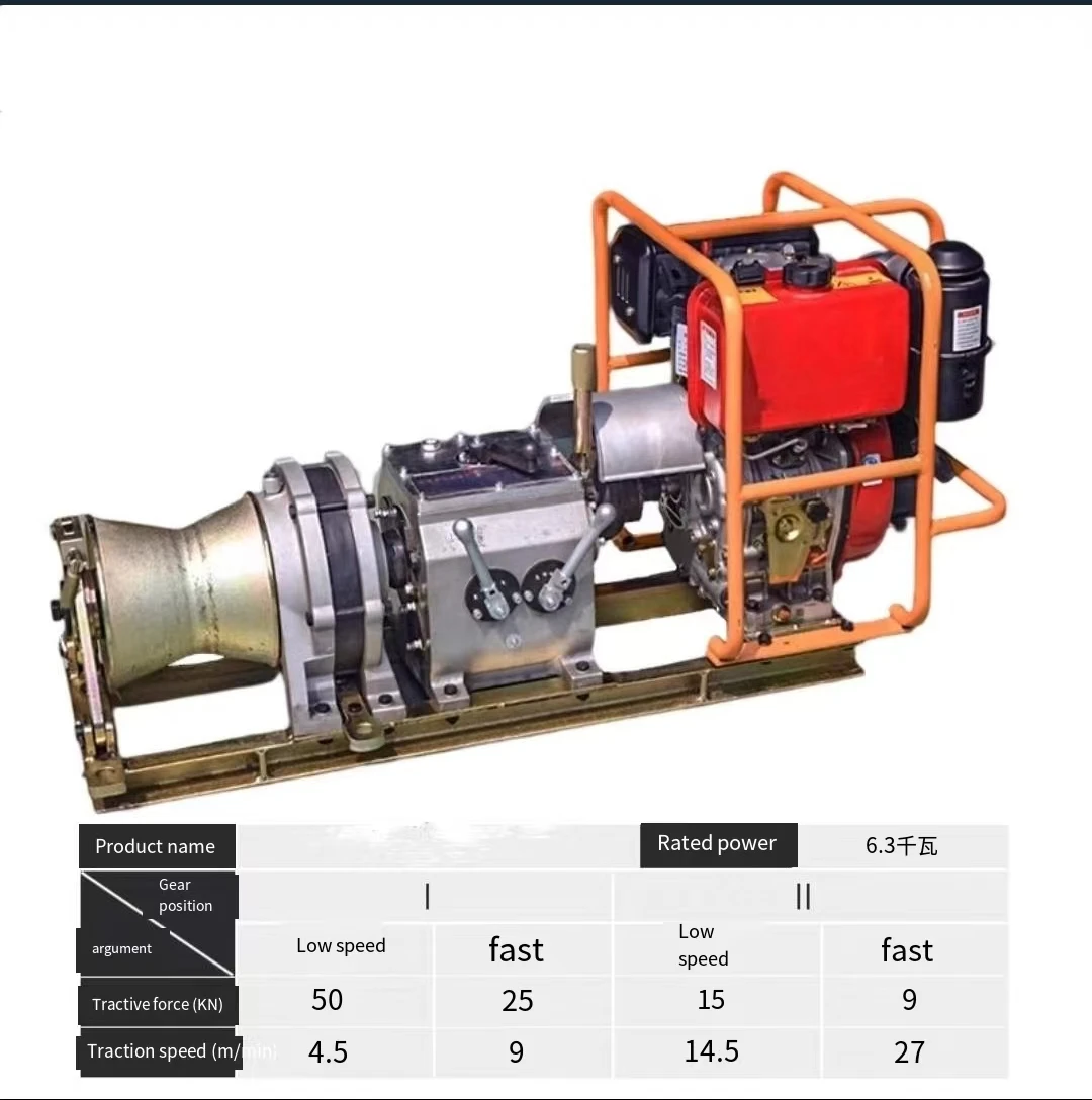 Mobile grinder, diesel electric winch, electric cable puller