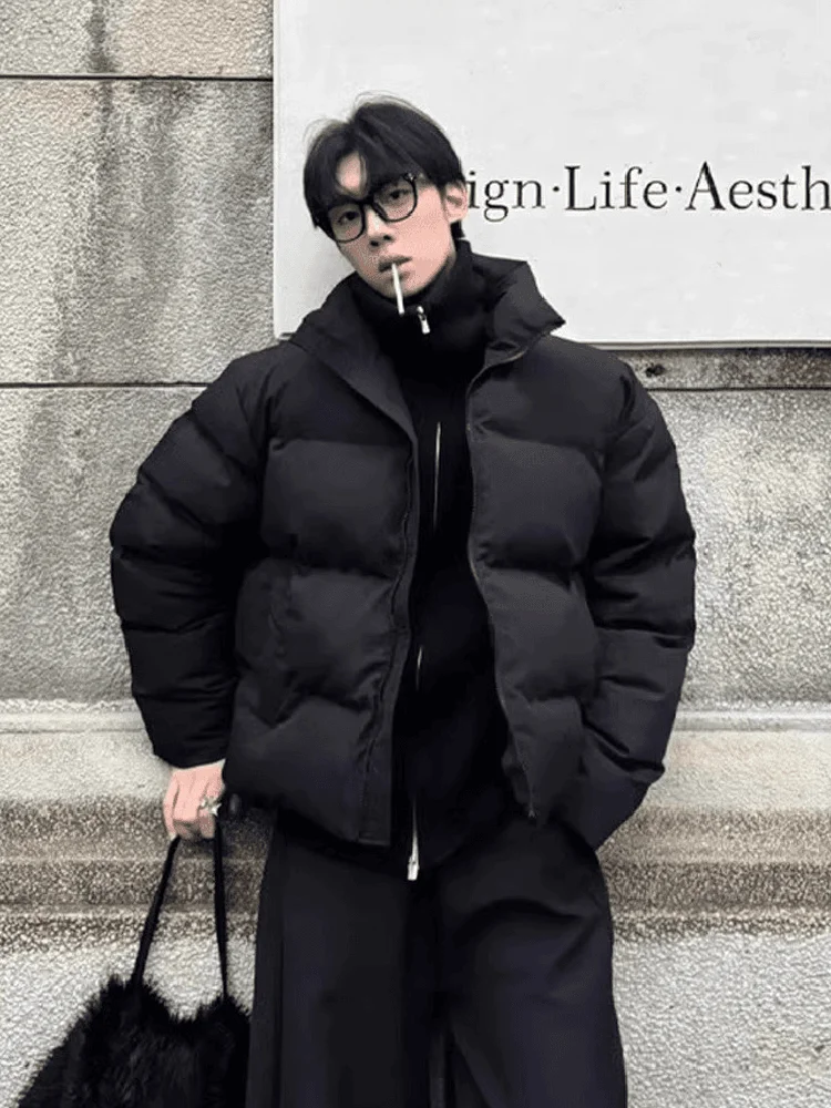 

Bla Stand Collar down Cotton Jaet Men's Winter Thiened Cleanfit Bread Sle American Trendy Brand Warmth Insulated Coat