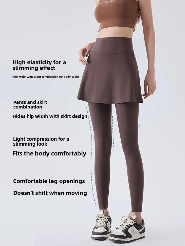 Damskie spodnie sportowe do jogi z wysokim stanem, spódnico-spodnie, modelujące sylwetkę, do biegania, fitness, bielizna, codzienne długie spodnie