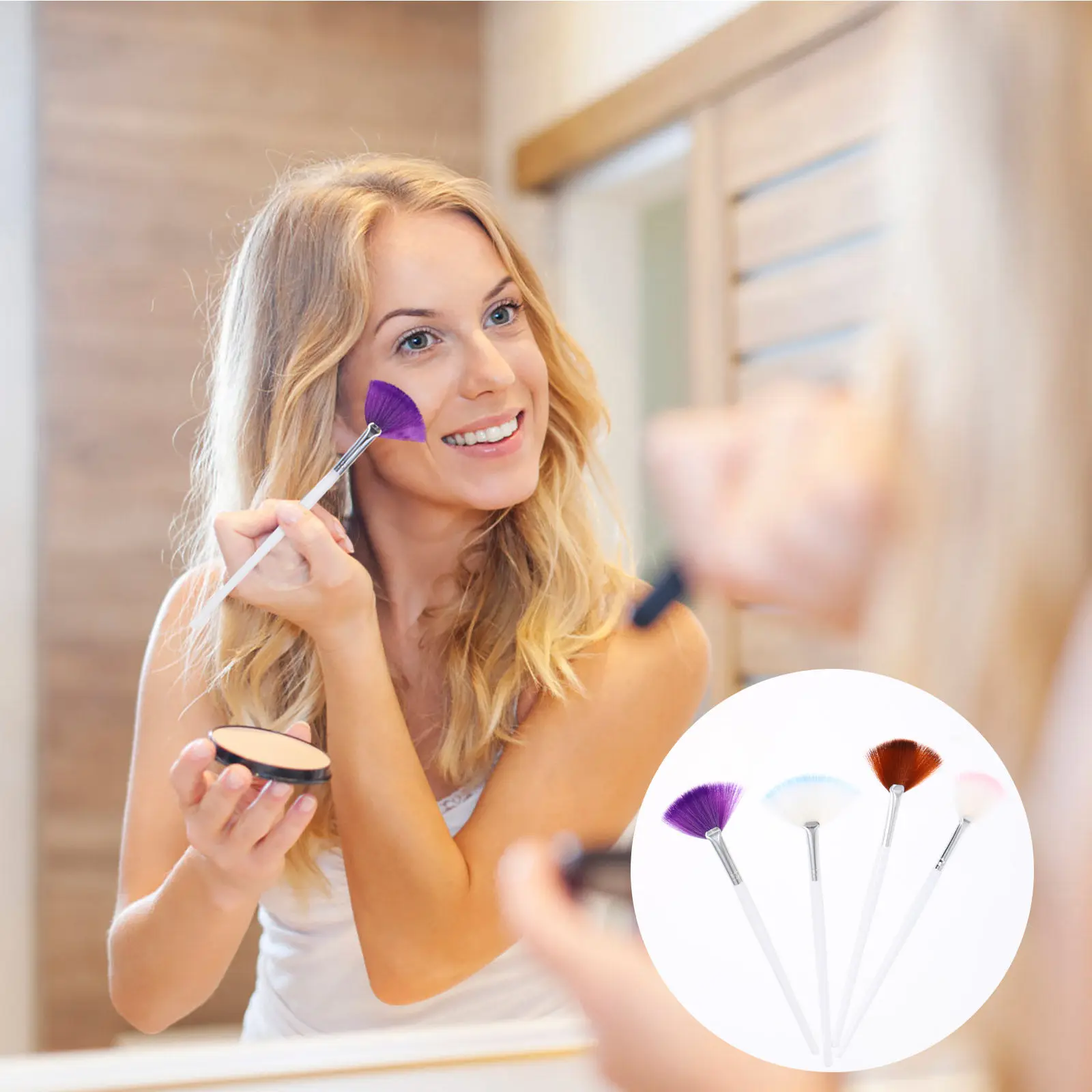 16Pcs Makeup Brush Set Soft Synthetic Bristles Wooden Handles for Blush Powder Contour and Highlighter