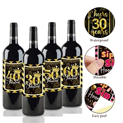 30th 40th 50th 60th Birthday Wine Bottle Label Stickers Present for Men Women DIY Supplies Happy Birthday Party Decorations