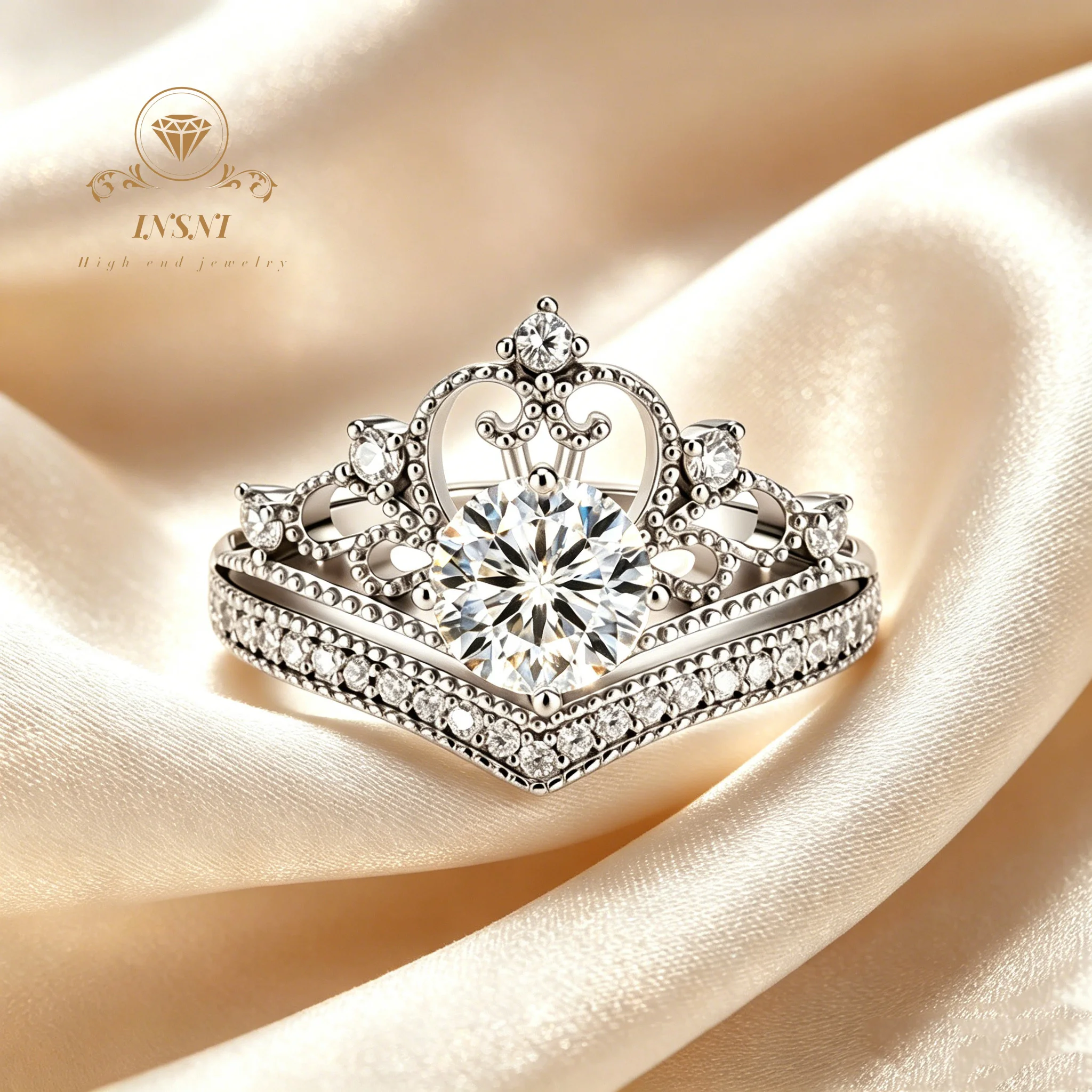 Princess Ring on the Run Moissanite Adjustable Open Ring Niche Premium S925 Sterling Silver Affordable Light Luxury Jewelry Gift