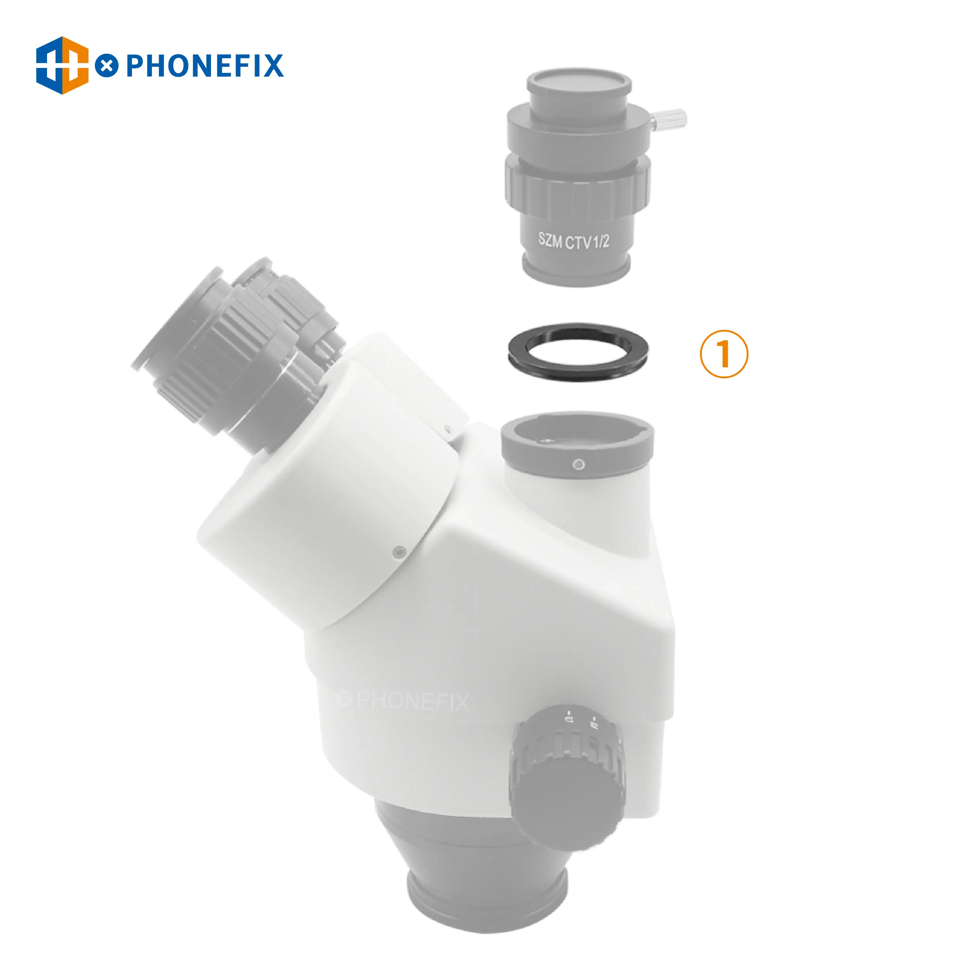 Adaptador simul-focal trinocular, adaptador de microscópio estéreo com anel para montagem de câmera e tubo de 38mm a 27.2mm