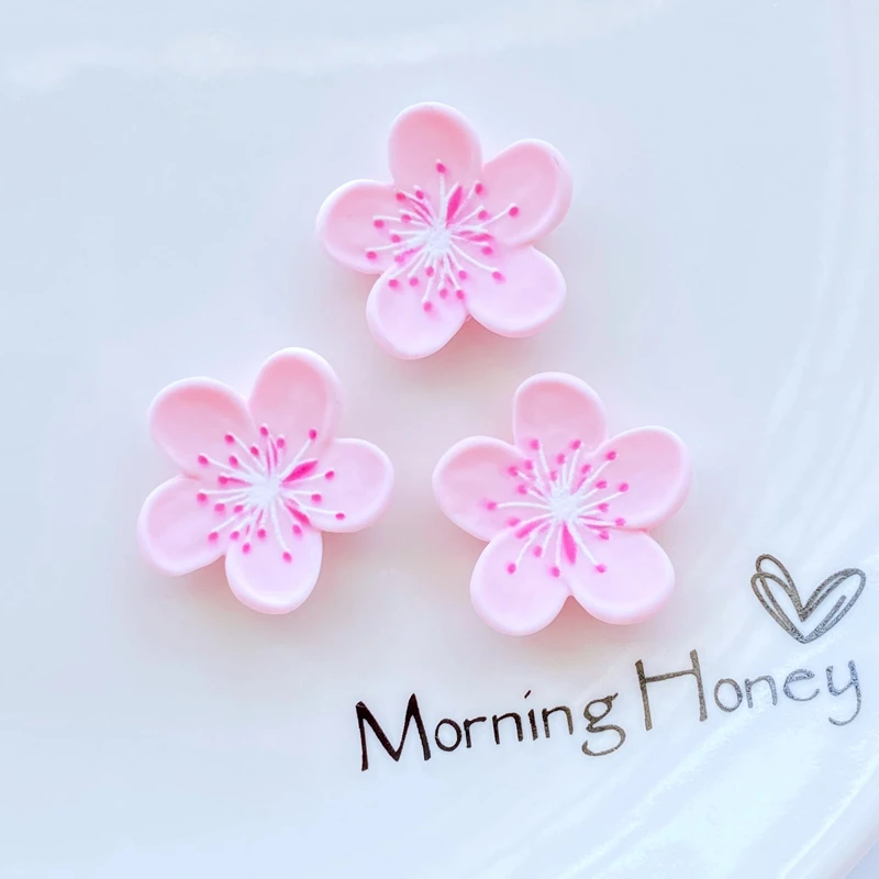 10Pcs New Cute Mini Cartoon Peach Blossom Flat Back Resin Cabochons Scrapbooking DIY Jewelry Craft Decoration Accessories