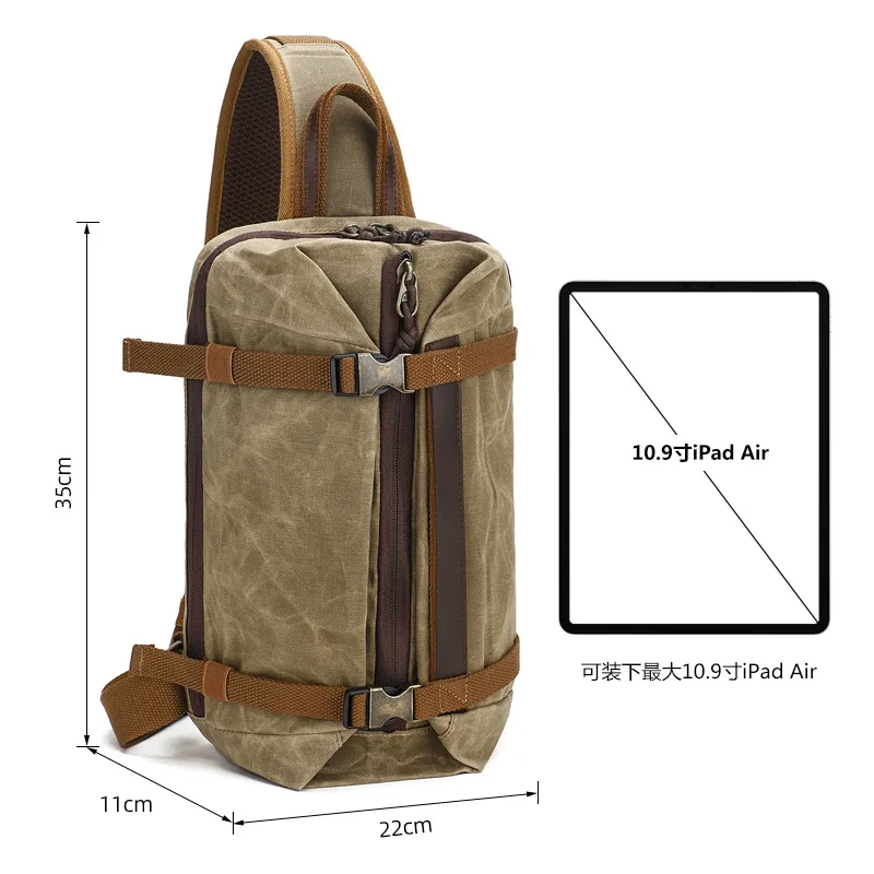 Canvas Bag Large Capacity Chest Bag Single Shoulder Backpack Men's Multifunctional Outdoor Messenger Bag Fashion Bag