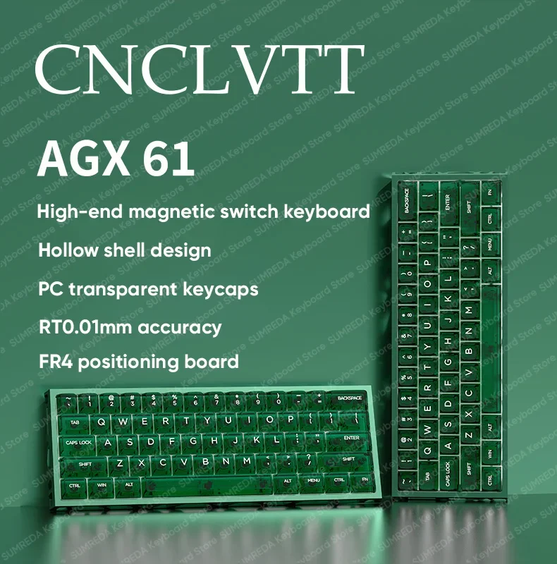 

SUMREDA GX61 Holy60 GH60 Aluminum Gaming Magnetic Mechanical Keyboard Hollow design Rapid Trigge 0.01mm 8K Wired Gamer Keyboard