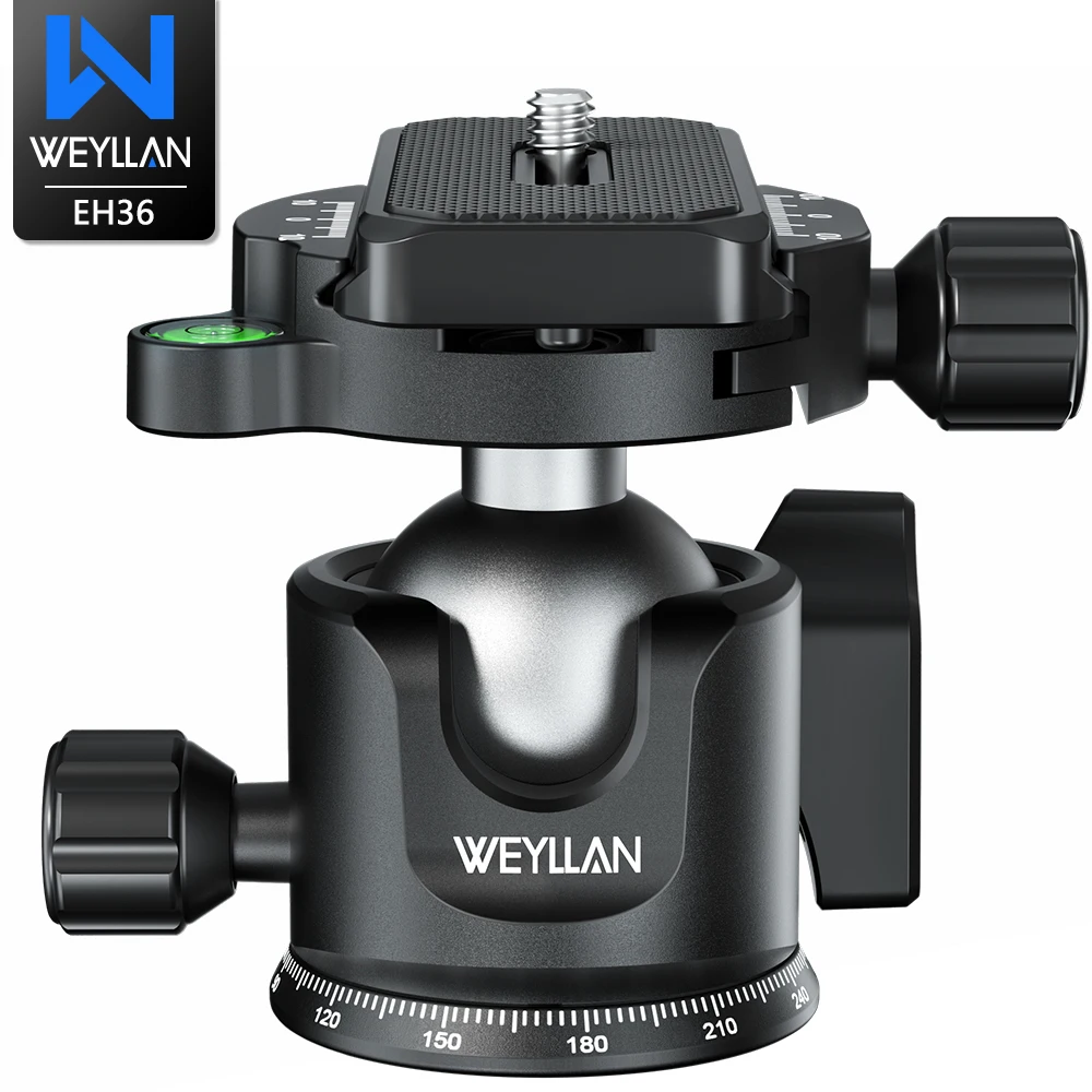 

Weyllan Metal Ball Head 36mm Tripod Head Full Metal CNC Panoramic Camera Tripod Head with 1/4In Arca Swiss Plate Max Load 15kg