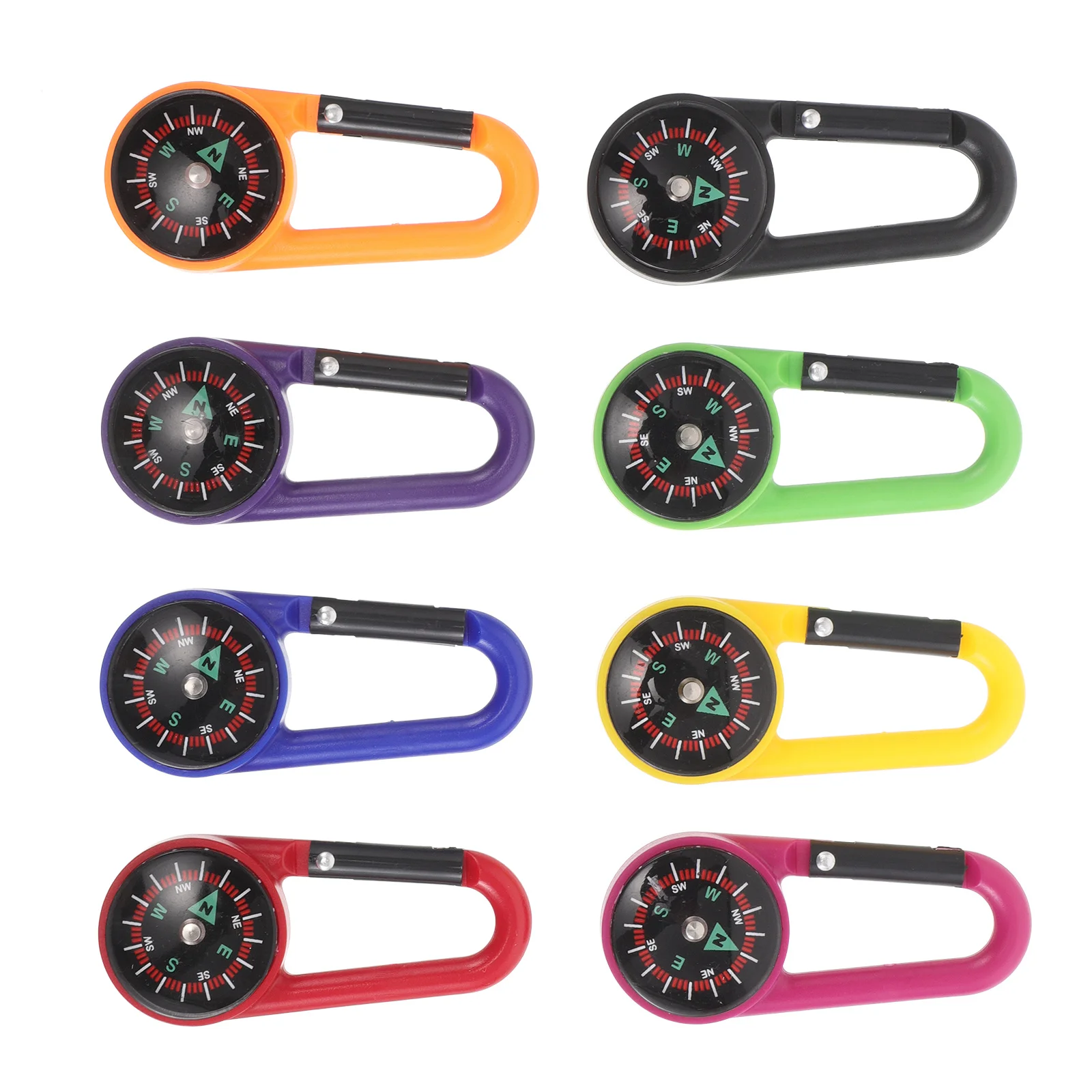 

8Pcs Compass Carabiner Hook Portable Mini Compass for Hiking Camping Outdoor Strap Backpack Attachment Mountaineering Straps