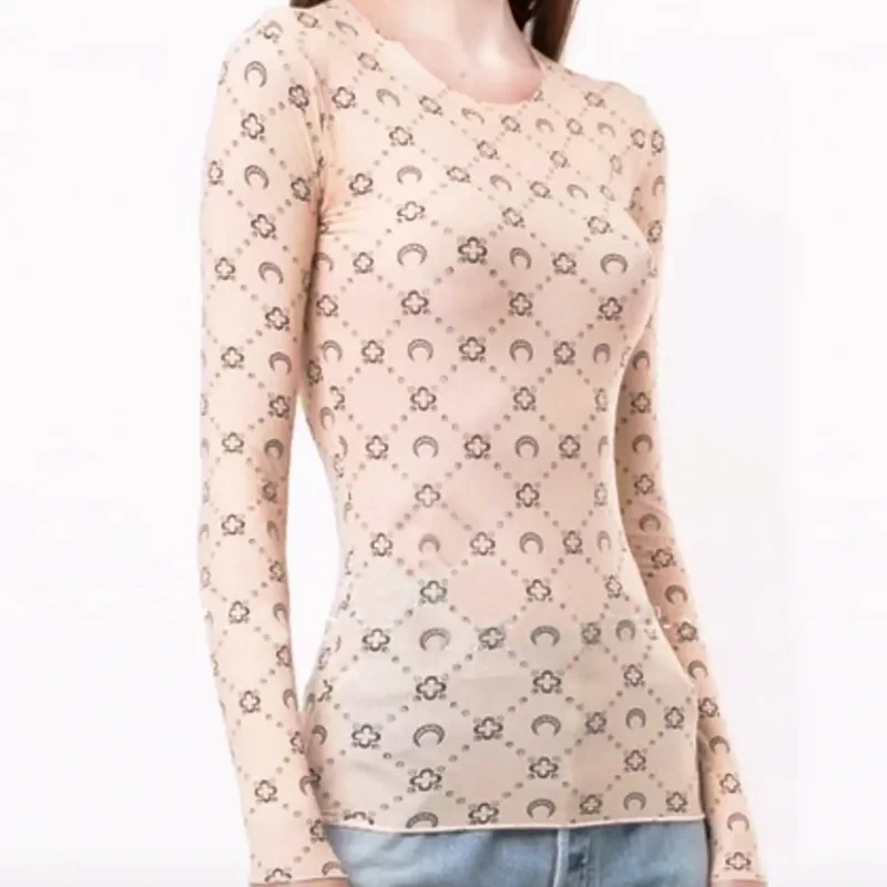 

Marine New Four-leaf Clover Base Shirt Thin Sun Protection Women's Elastic Slim Fit Long Sleeve Inner Wear Top Summer