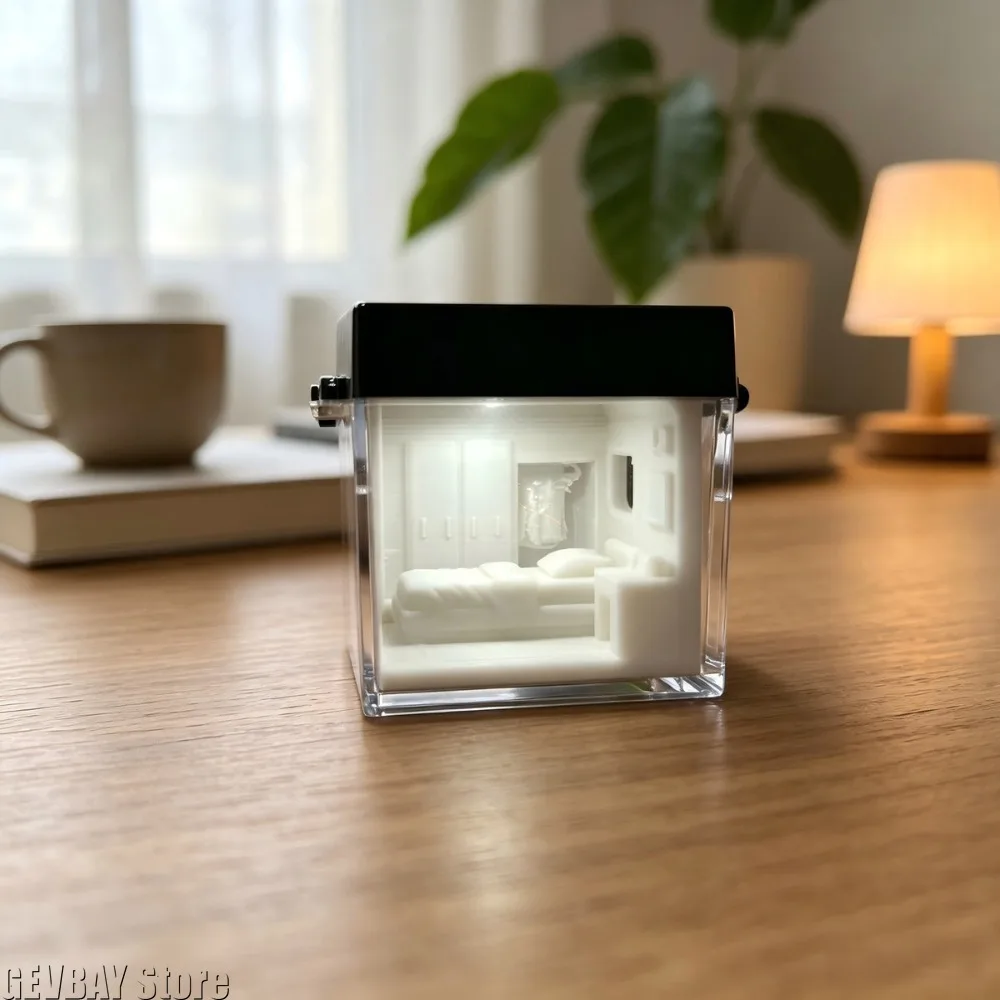 Acrylic Miniature Landscape Ambient Lamp Tiny Room Decor Light Touch‑Switch Controlled by Random Magnetic Accessories